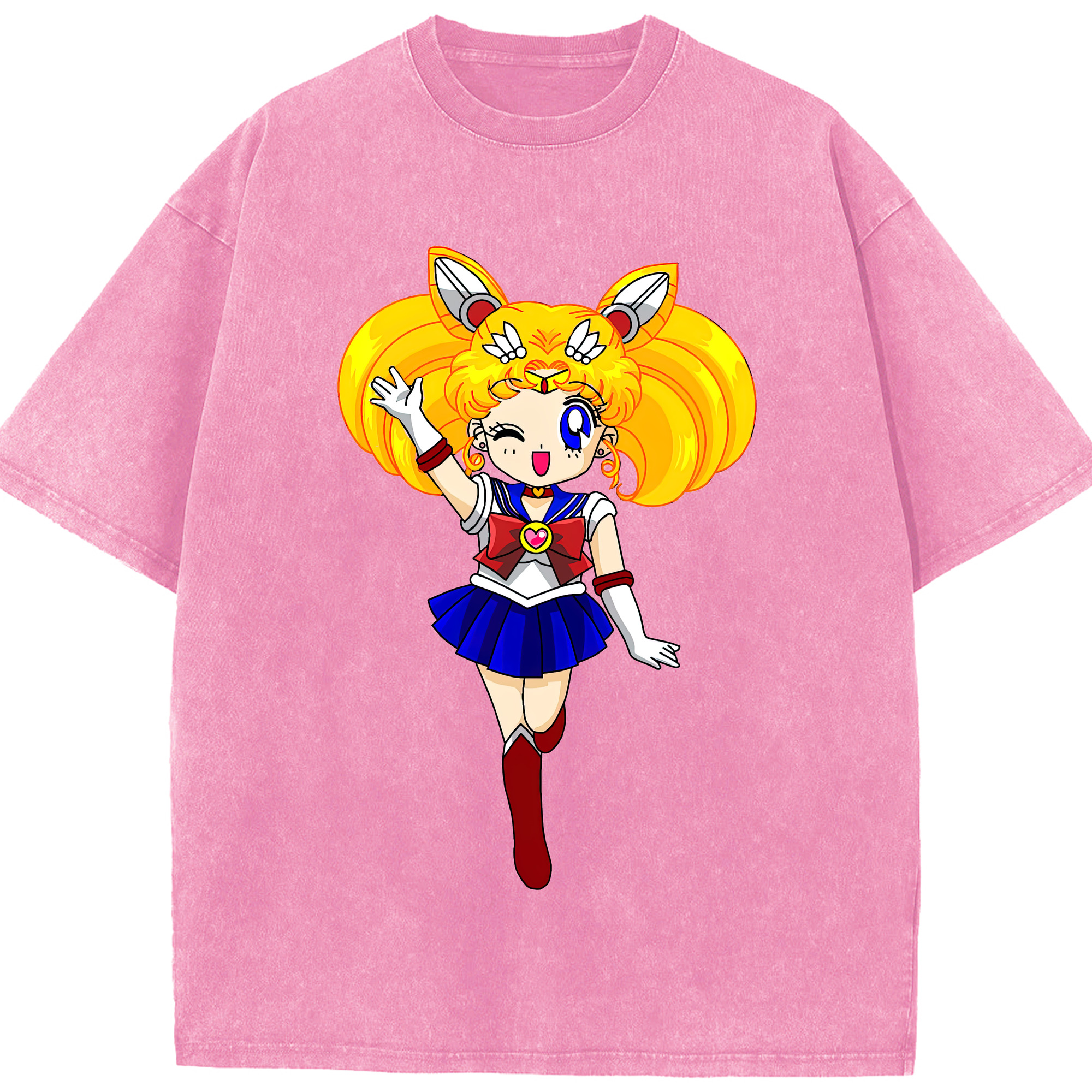 （画像用） 美少女戦士セーラームーン 月野 うさぎ つきの うさぎ Sailor Moon Tsukino Usagi 綿100% ヴィンテージ風 半袖Tシャツ（フロントプリント）